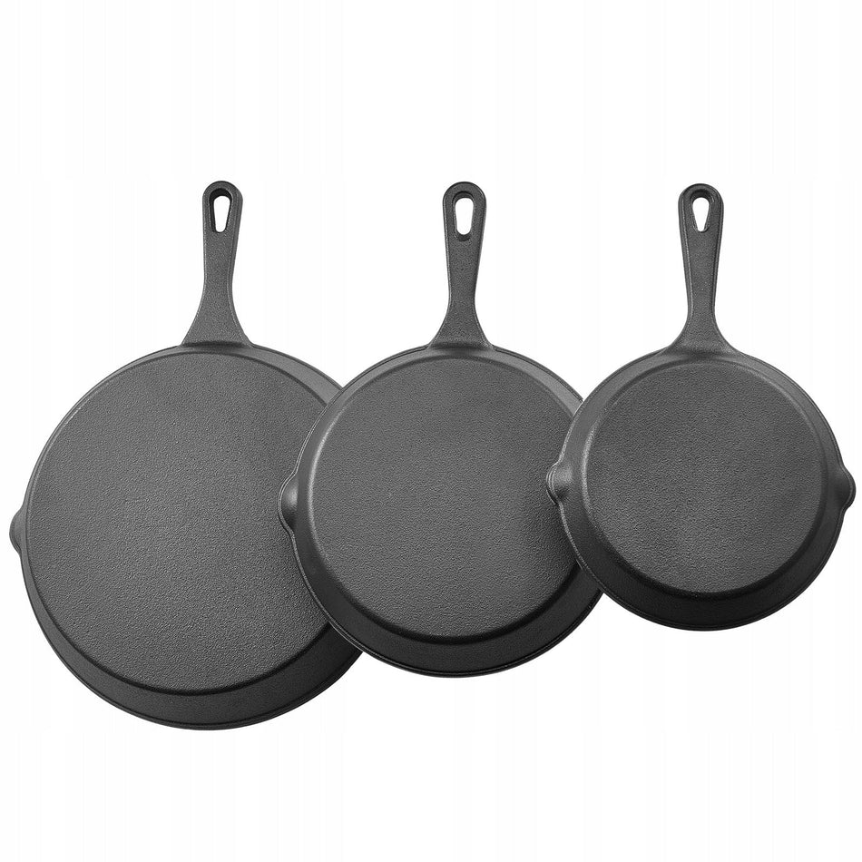 ZESTAW PATELNI ŻELIWNYCH VEVOR 160 220 265 MM MOCNY KOMPLET NAJLEPSZY