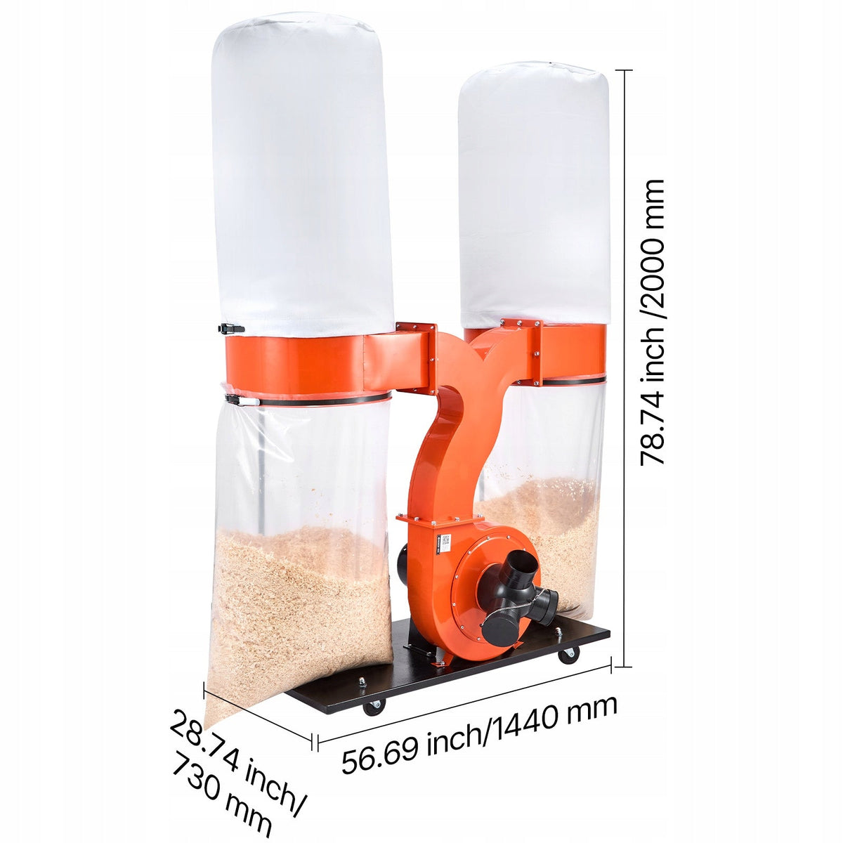 VEVOR SYSTEM ODPYLANIA 2634M3 H 3.0KM 2X159L FILTR WORKI MOCNY I MOBILNY