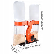 VEVOR SYSTEM ODPYLANIA 2634M3 H 3.0KM 2X159L FILTR WORKI MOCNY I MOBILNY