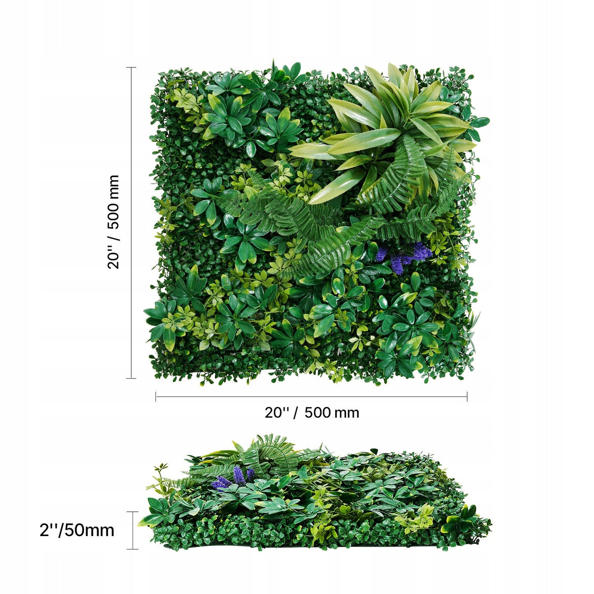 VEVOR SZTUCZNY ŻYWOPŁOT 12 SZT 500X500X50 MM 3D KOMBINACJA PREMIUM EASY