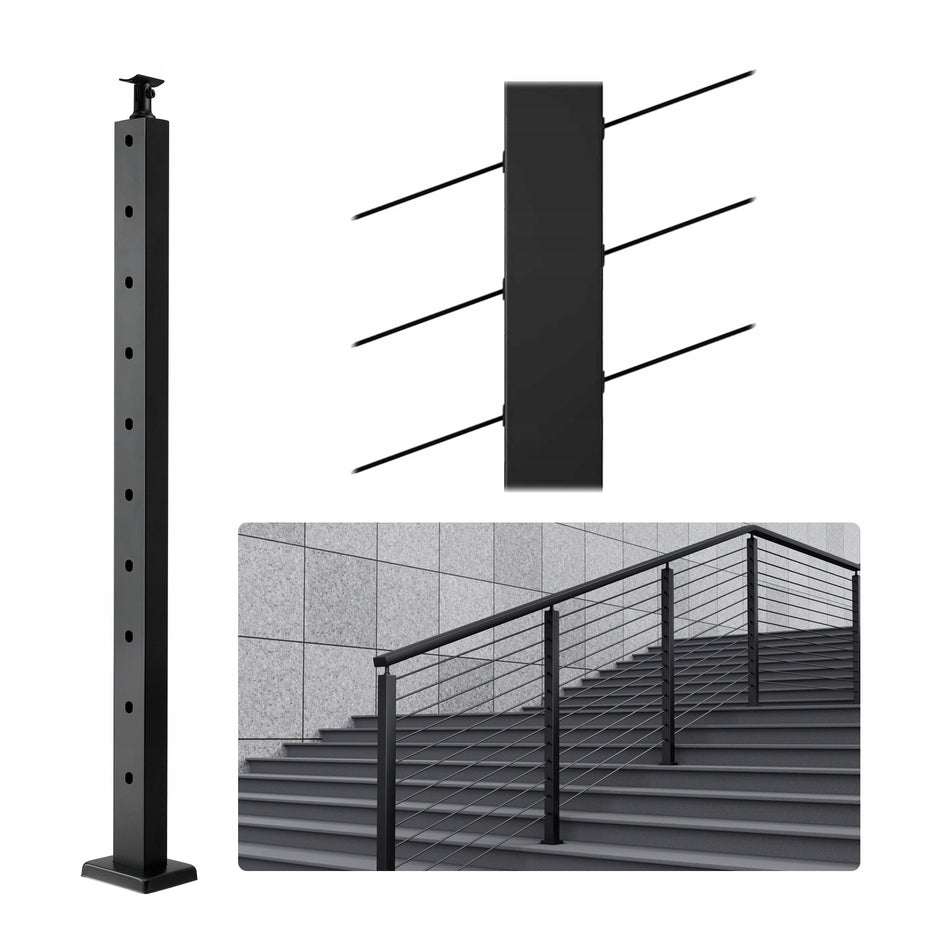 PROFESJONALNY SŁUPEK BALUSTRADY KABLOWEJ VEVOR 91 4X2 5X5 1CM STAL