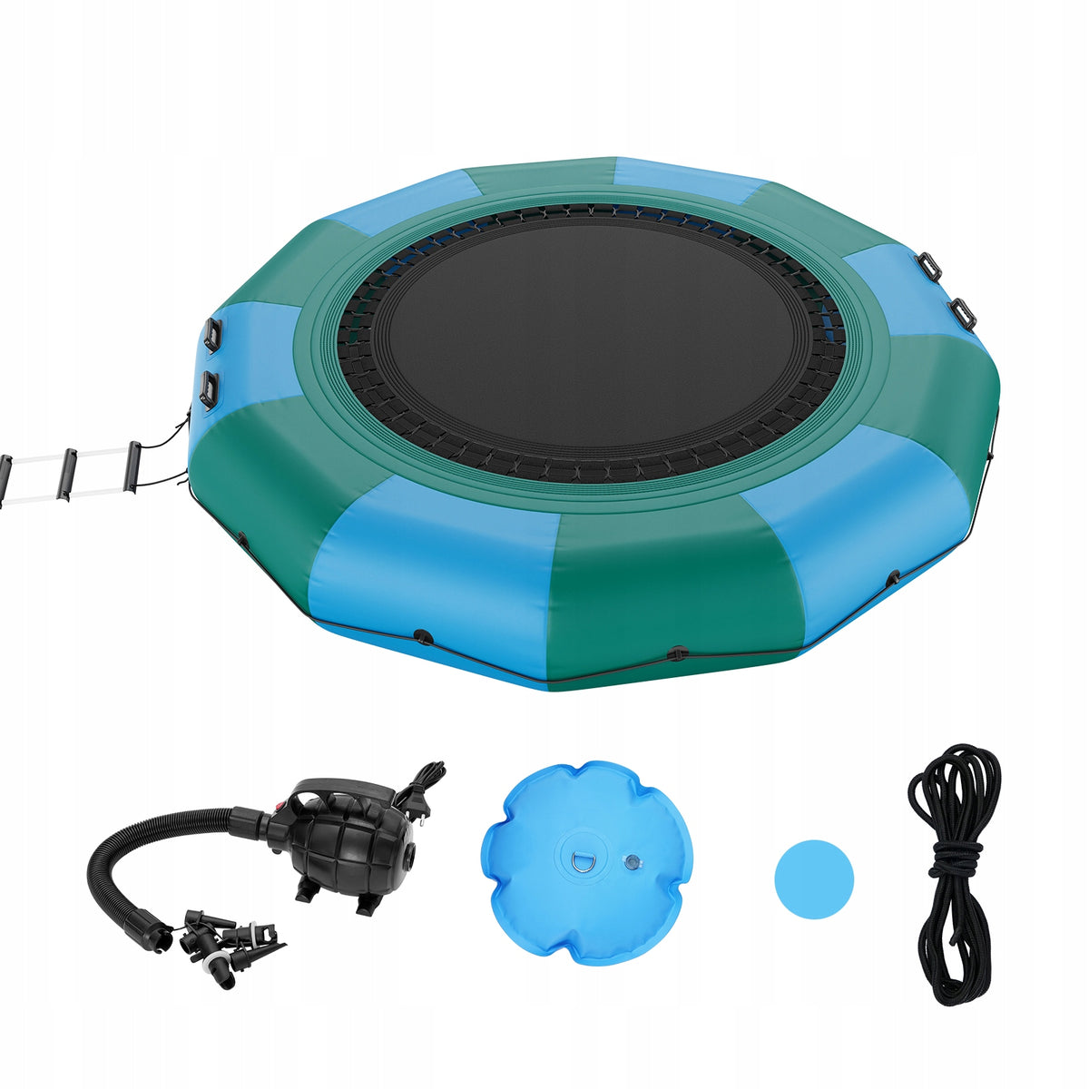 VEVOR NADMUCHIWANA TRAMPOLINA WODNA 12FT Z DRABINKĄ POMPA MOCNA PREMIUM