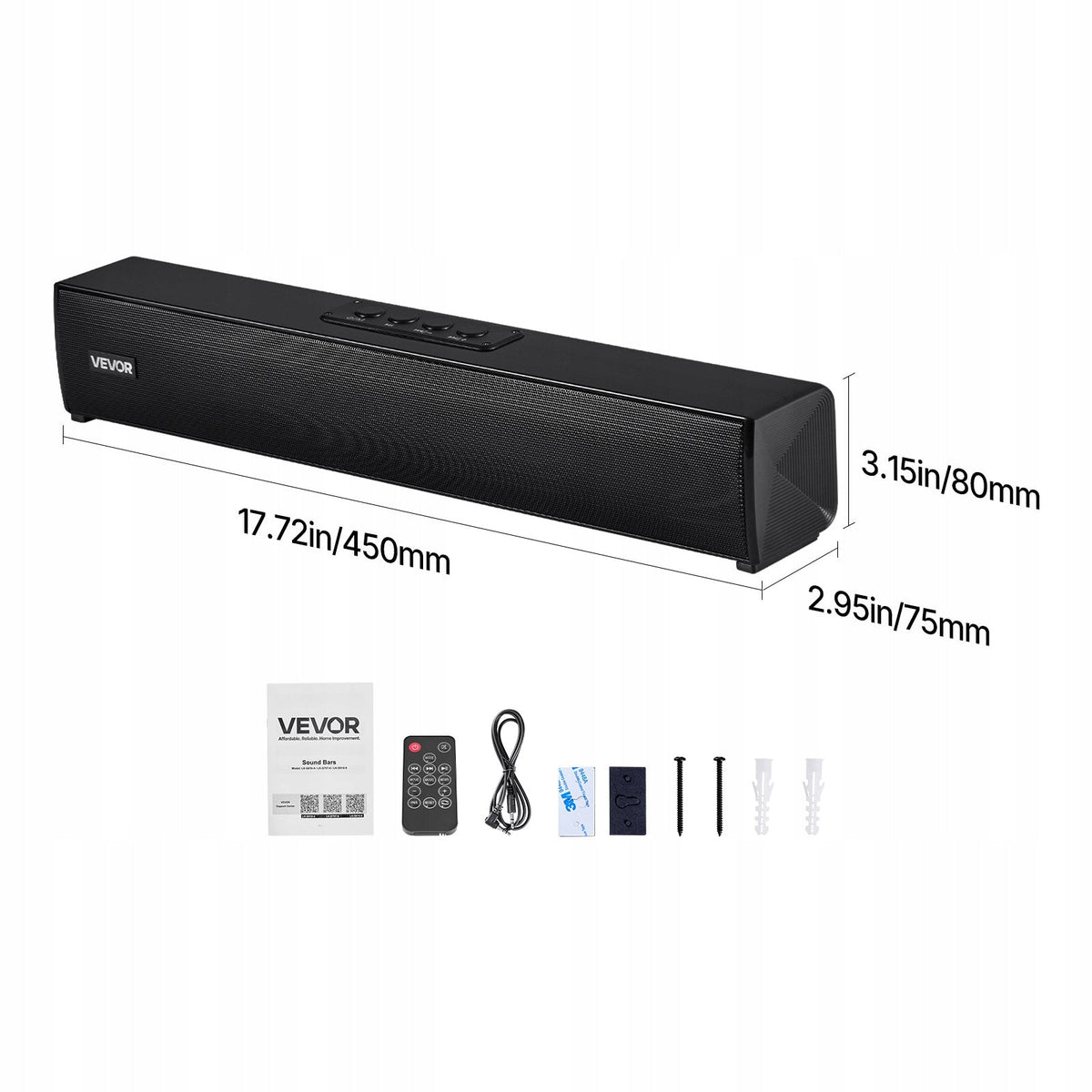 VEVOR SOUNDBAR 2.0 KANAŁOWY 80W BLUETOOTH HDMI USB KOMPAKTOWY PILOT
