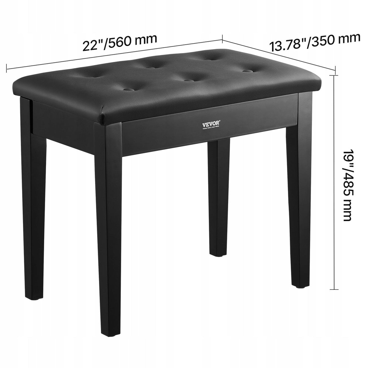 VEVOR STOŁEK DO FORTEPIANU Z SCHOWKIEM REGULOWANY ŁAWKA MOCNA 560X350X485MM