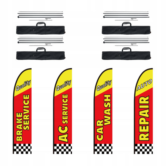 PREMIUM FLAGA NAPRAW SAMOCHODOWYCH VEVOR Z PIÓRAMI 4 FLAGI 16.3FT ZESTAW