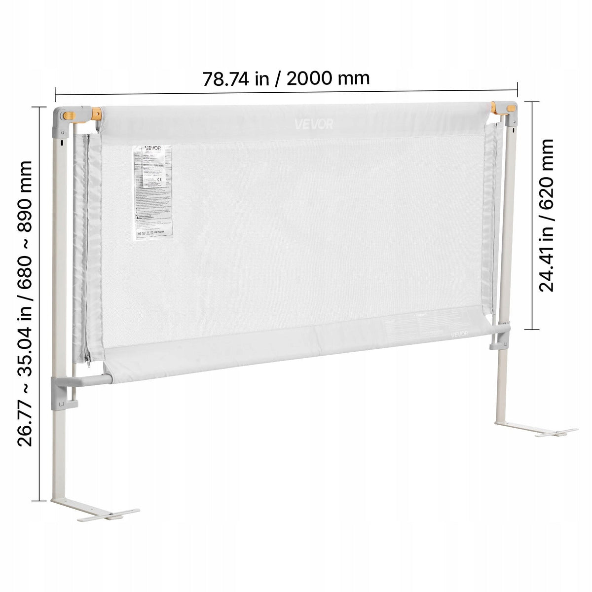VEVOR BARIERKA ZABEZPIECZAJĄCA ŁÓŻKO DLA DZIECI REGULOWANA MOCNA 2000X890MM