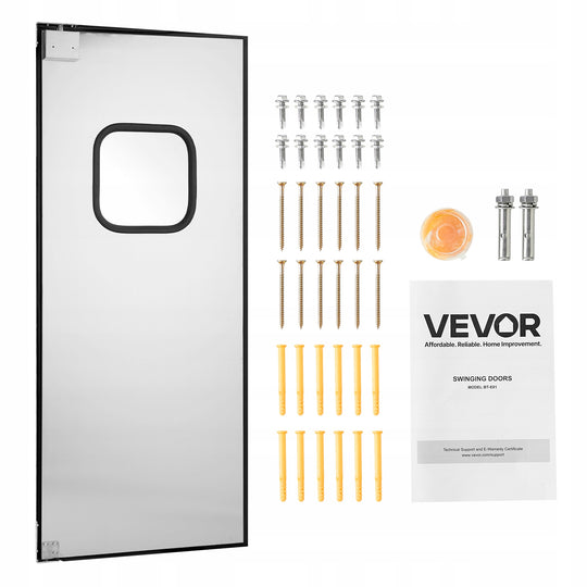 DRZWI WAHADŁOWE VEVOR 917X78X2133 MM JEDNOPANELOWE STAL NIERDZEWNA PREMIUM
