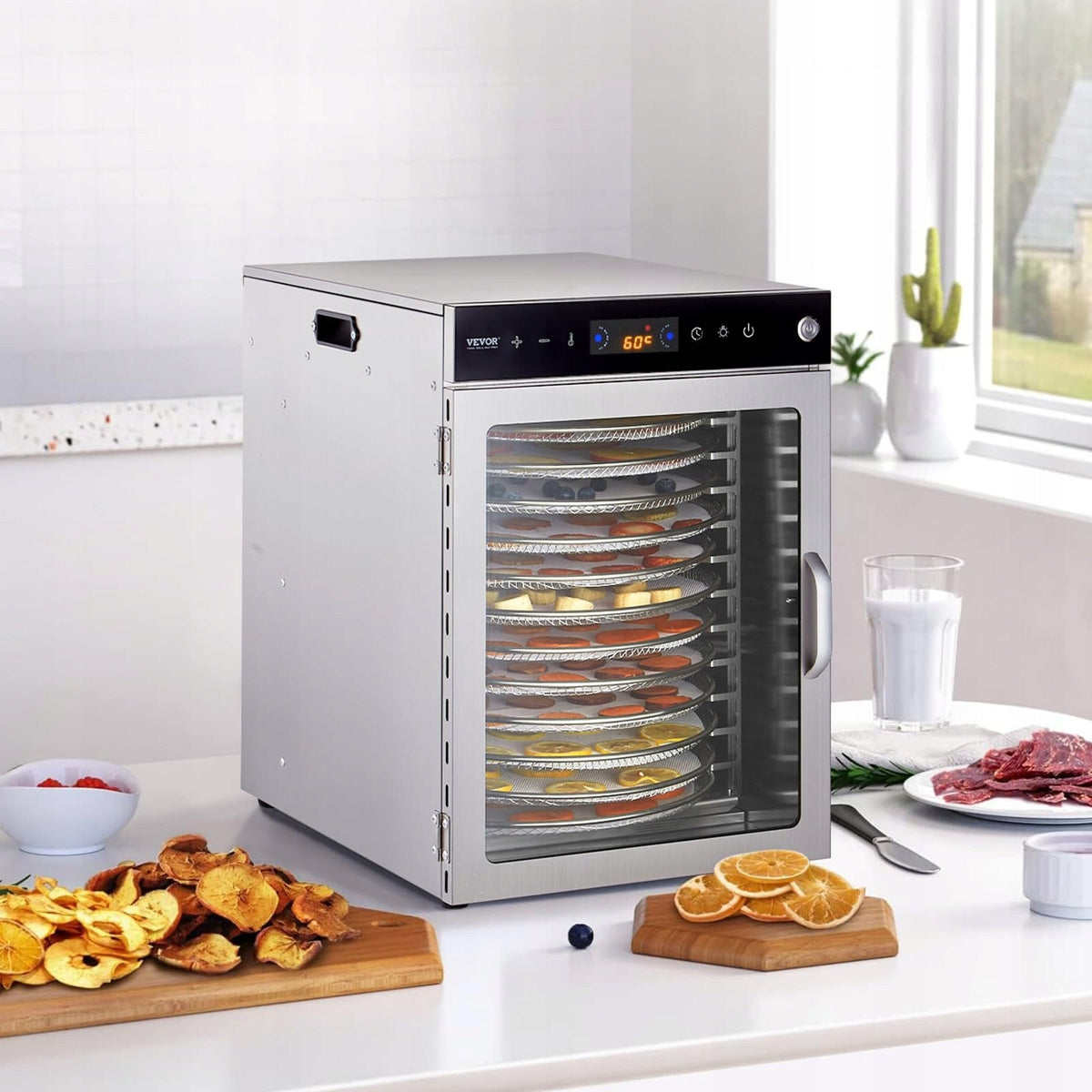 SUSZARKA DO ŻYWNOŚCI VEVOR 12 TAC STAL NIERDZEWNA 800W ELEKTRYCZNA PREMIUM