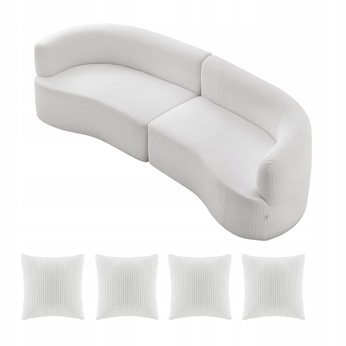 VEVOR SOFA MODUŁOWA ZAKRZYWIONA 284 CM BIAŁA Z 4 PODUSZKAMI DUŻY FOTEL