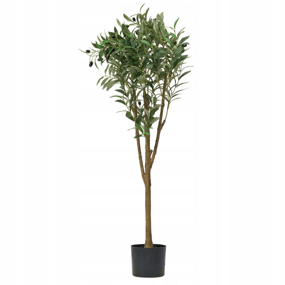 VEVOR SZTUCZNE DRZEWO OLIWNE 1 5M W CZARNEJ DONICZCE REALISTYCZNE LIŚCIE