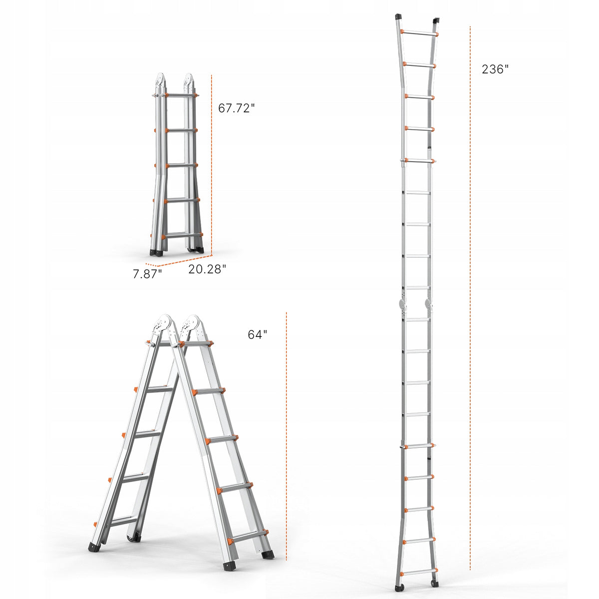 PROFESJONALNA DRABINA TELESKOPOWA VEVOR A FRAME ALUMINIOWA 6M 150KG