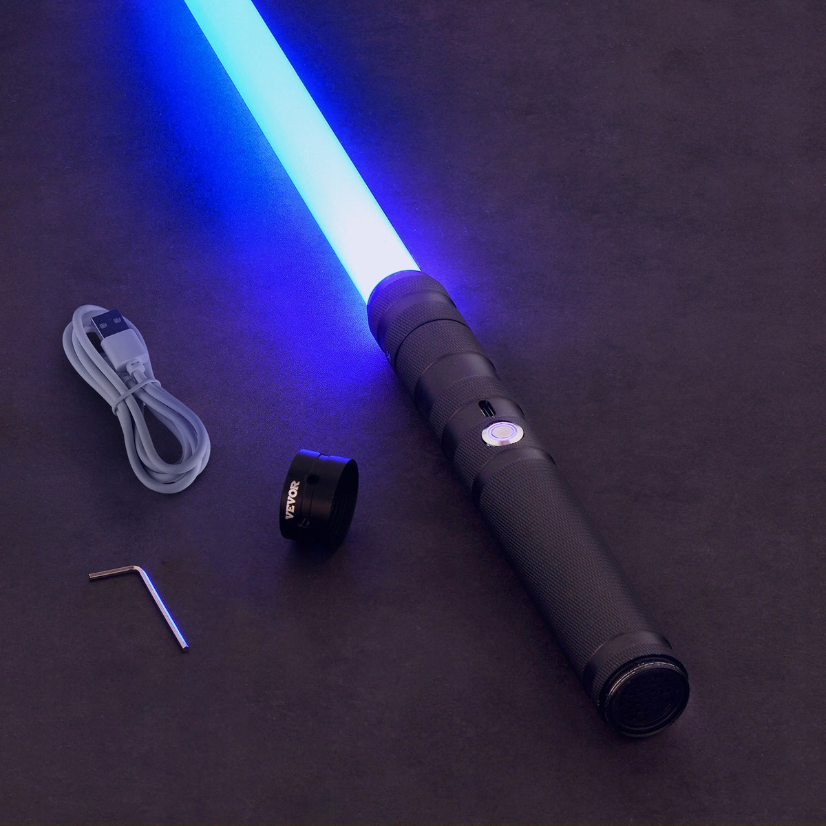MIECZ ŚWIETLNY VEVOR 78CM RGB 14 KOLORÓW EFEKTY DŹWIĘKOWE ALUMINIUM