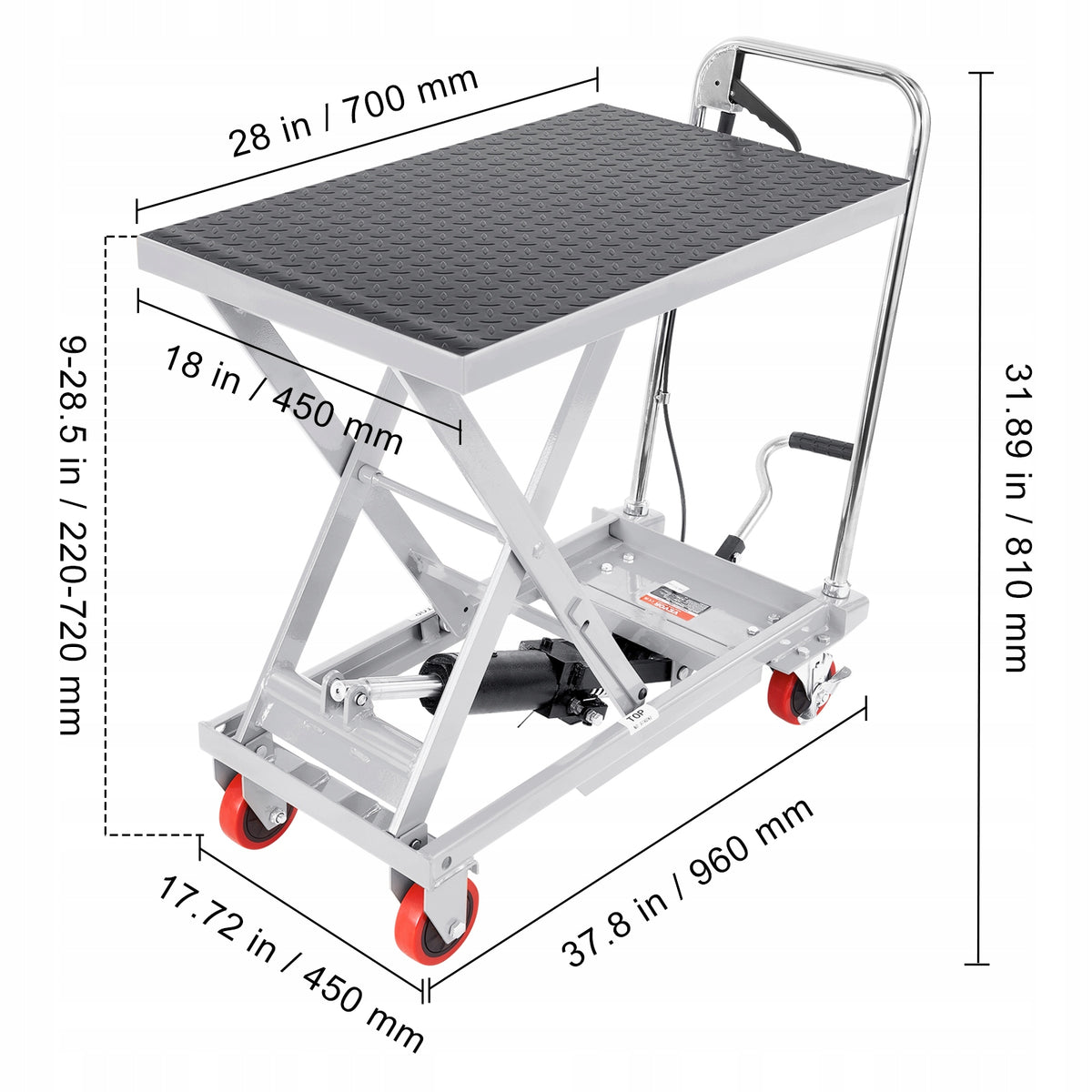 PODNOŚNIK NOŻYCOWY HYDRAULICZNY VEVOR 230 KG MOCNY WÓZEK PODNOŚNIKOWY