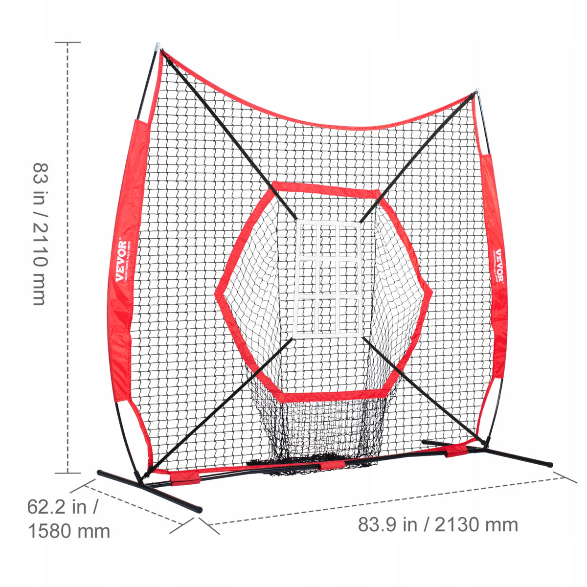 PROFESJONALNA SIATKA DO ĆWICZEŃ BASEBALLU I SOFTBALLU VEVOR 213X158X211 CM