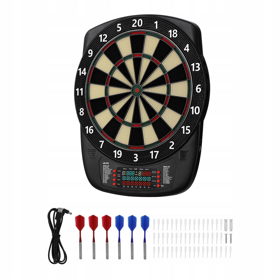 VEVOR ELEKTRONICZNA TARCZA DO DARTA 342.9MM LCD 43 GRY 8 GRACZY SOFT TIPY