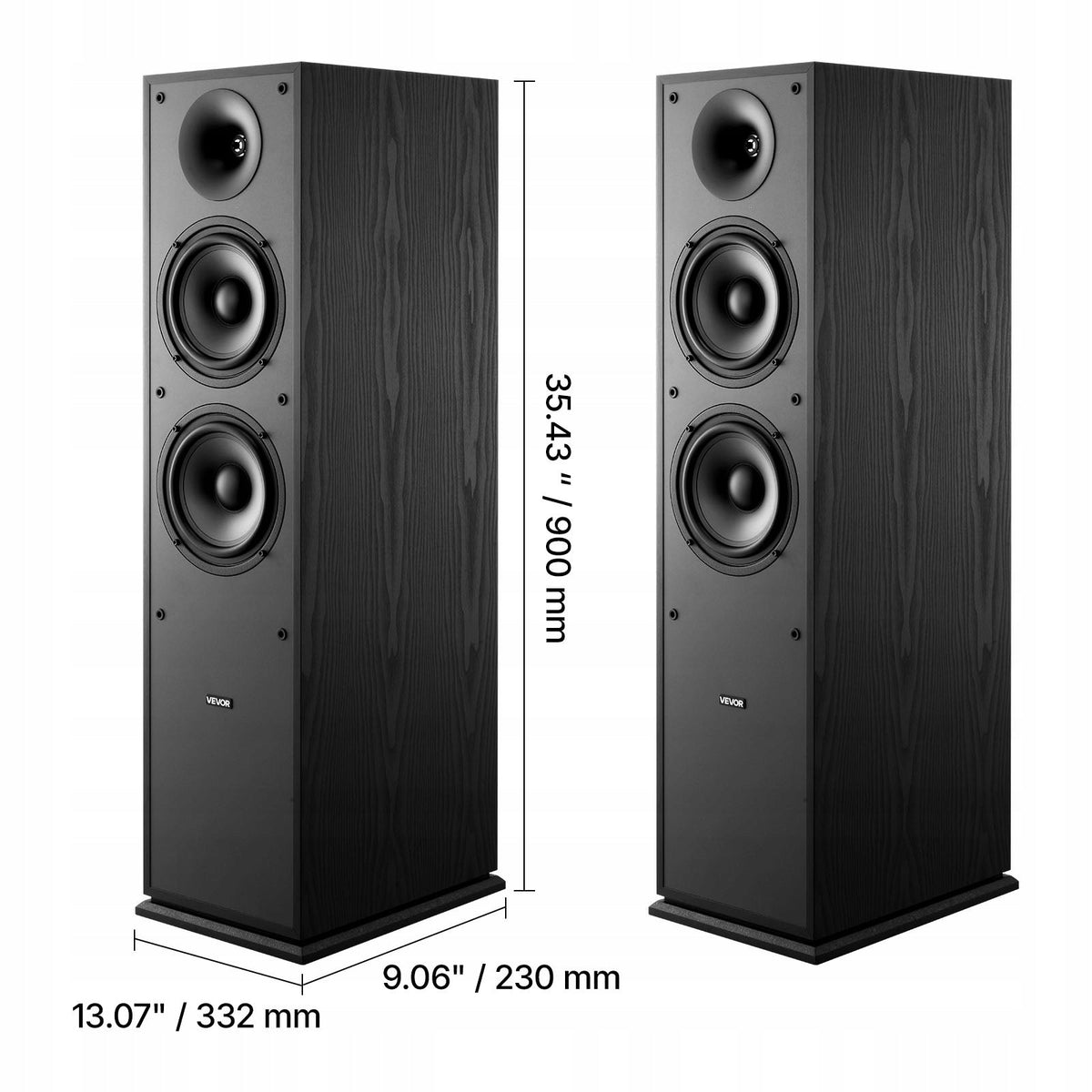 VEVOR PASYWNE 2-DROŻNE KOLUMNY WOLNOSTOJĄCE 400W MDF 1 CAL GŁOŚNIK