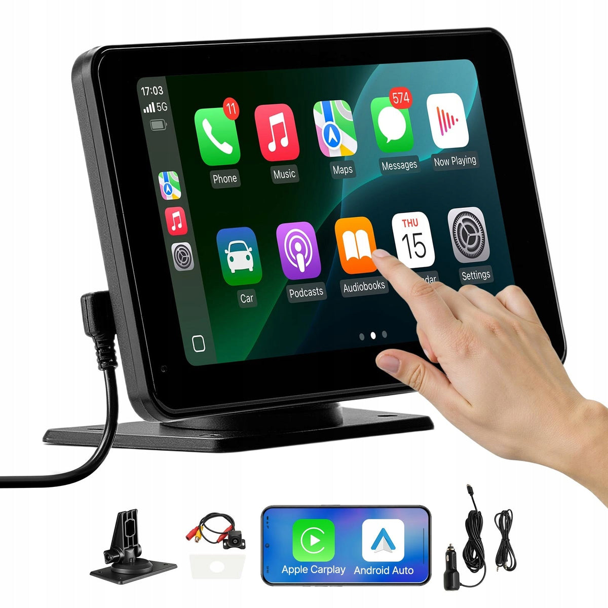 BEZPRZEWODOWE RADIO SAMOCHODOWE VEVOR 7 CALI HD DOTYKOWY EKRAN CARPLAY