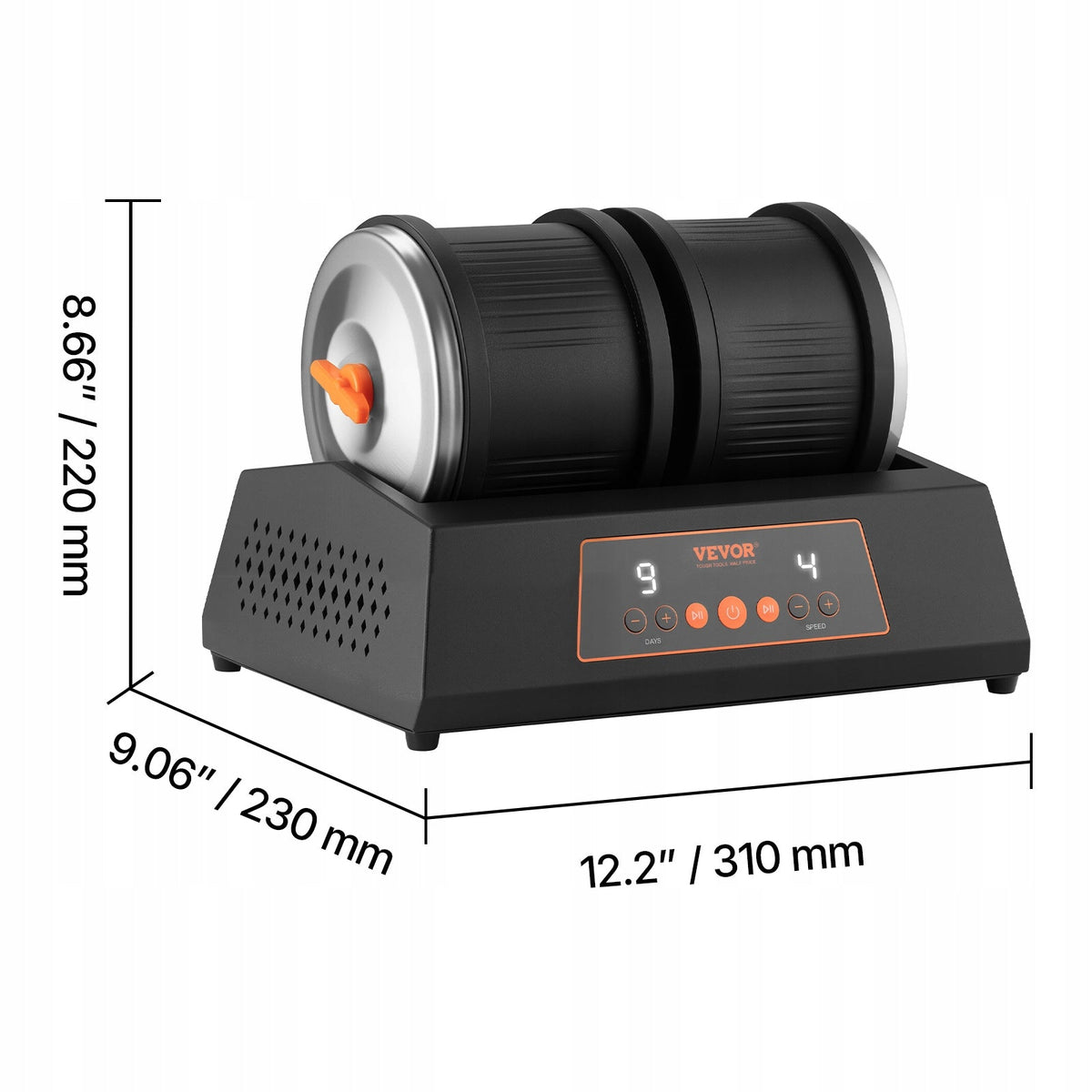 POLERKA ELEKTRYCZNA VEVOR DO KAMIENIA PODWÓJNY BĘBEN 8LBS TIMER 9 DNI