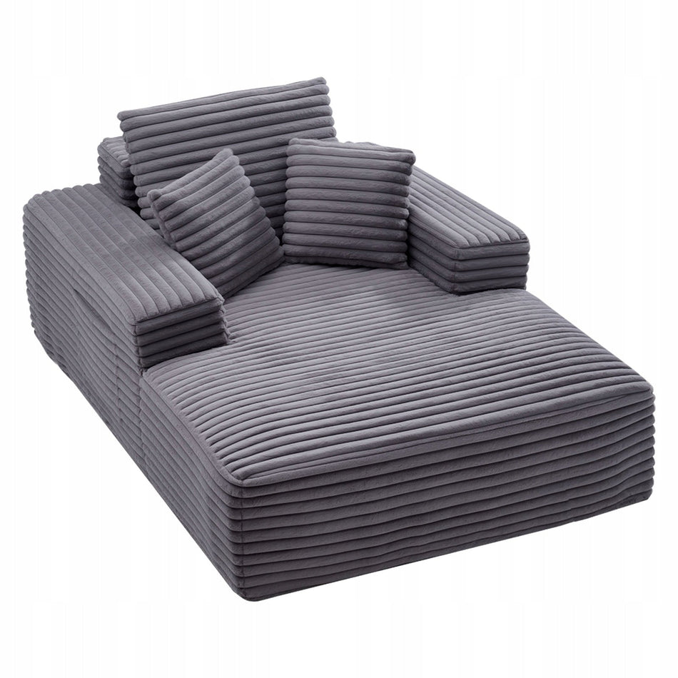 VEVOR LEŻANKA RELAKSACYJNA 138 CM TAPICEROWANA SOFA Z FUNKCJĄ SPANIA SZARA
