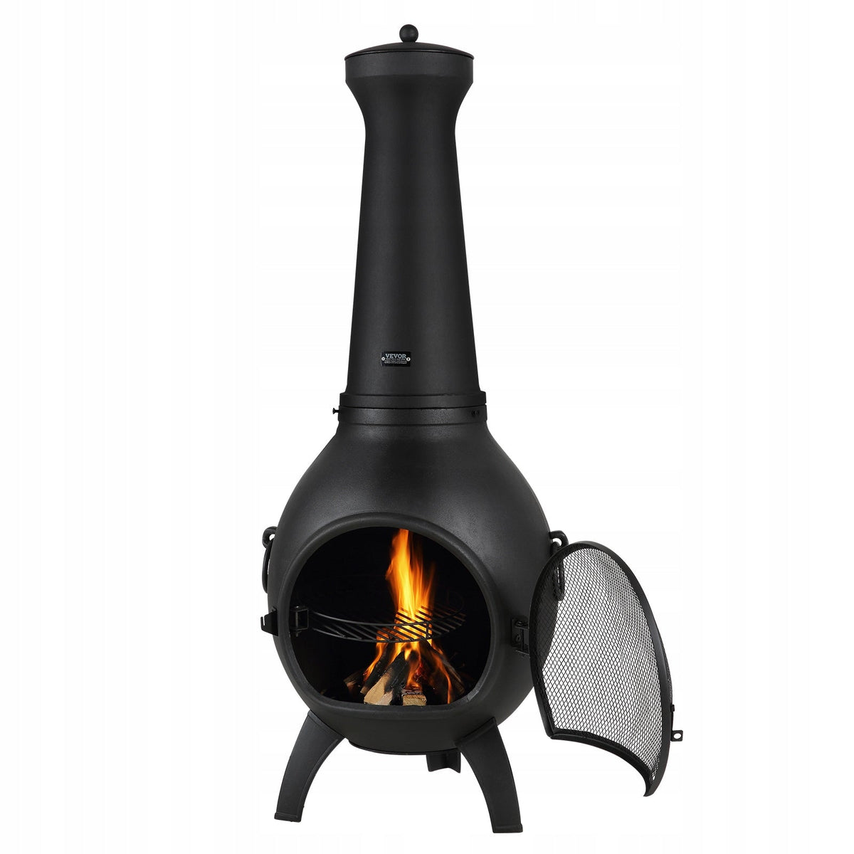 KOMINEK OGRODOWY VEVOR 52X50X130 CM MOCNY PALENISKO Z GRILLEM BBQ ALUMINIUM