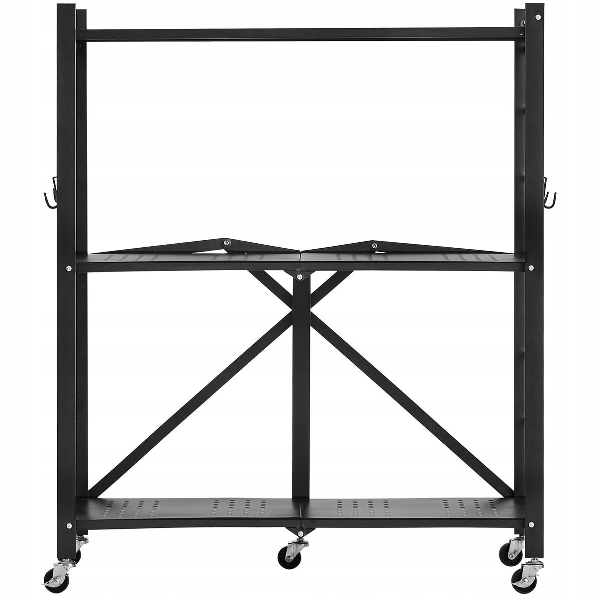 VEVOR SKŁADANY REGAŁ 3-POZIOMOWY Z KÓŁKAMI I HAKAMI 33X76X91 CM MOCNY