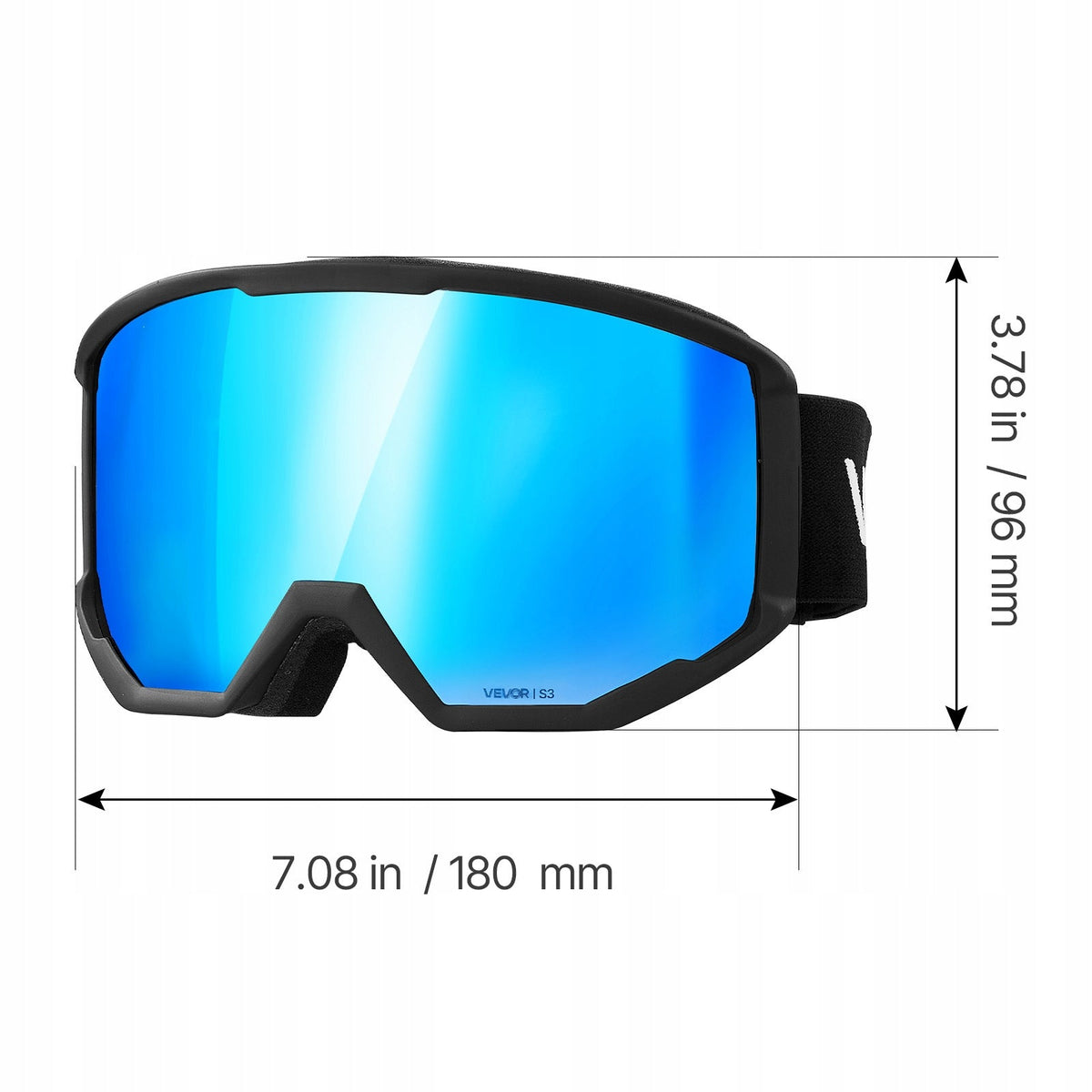 GOGLE NARCIARSKIE VEVOR CYLINDRYCZNE SOCZEWKI ICE BLUE REVO ANTYFOG TPU
