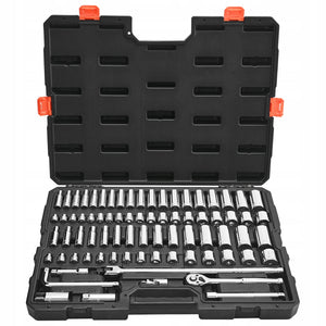 ZESTAW KLUCZY NASADOWYCH VEVOR 76 ELEMENTÓW GRZECHOTKA 9 5 MM PREMIUM