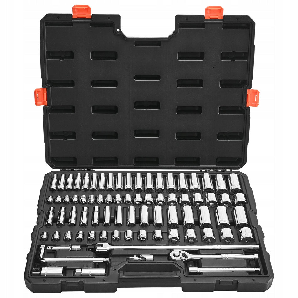 ZESTAW KLUCZY NASADOWYCH VEVOR 76 ELEMENTÓW GRZECHOTKA 9 5 MM PREMIUM