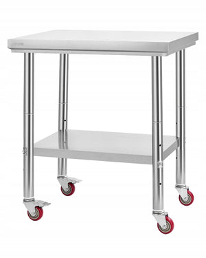 VEVOR STÓŁ ROBOCZY ZE STALI NIERDZEWNEJ 76X60 CM REGULOWANY SOLIDNY