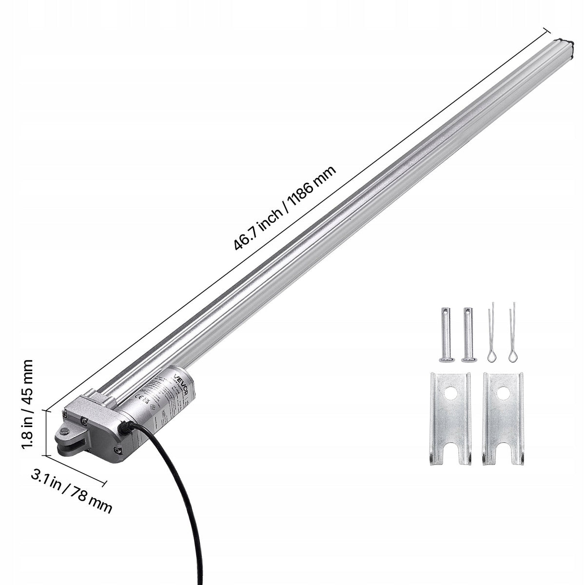 SIŁOWNIK LINIOWY VEVOR 12V IP65 WODOODPORNY 3000N 1016MM MOCNY SILNIK