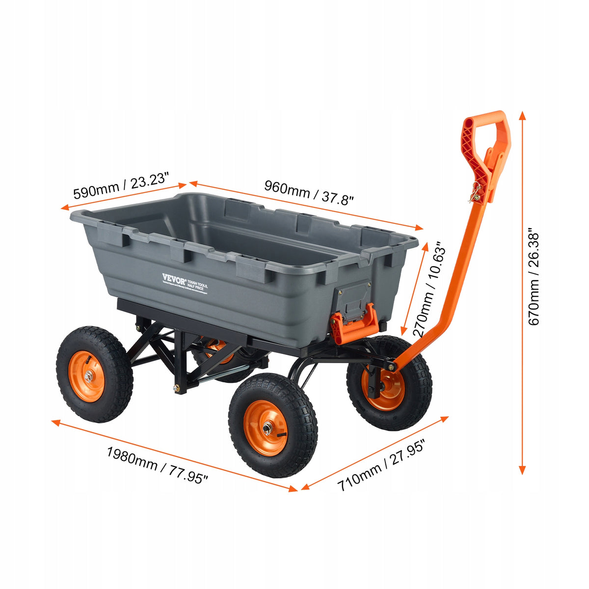 WÓZEK TRANSPORTOWY VEVOR PREMIUM 680KG DUŻE KOŁA 13 CALI ŁATWY MONTAŻ