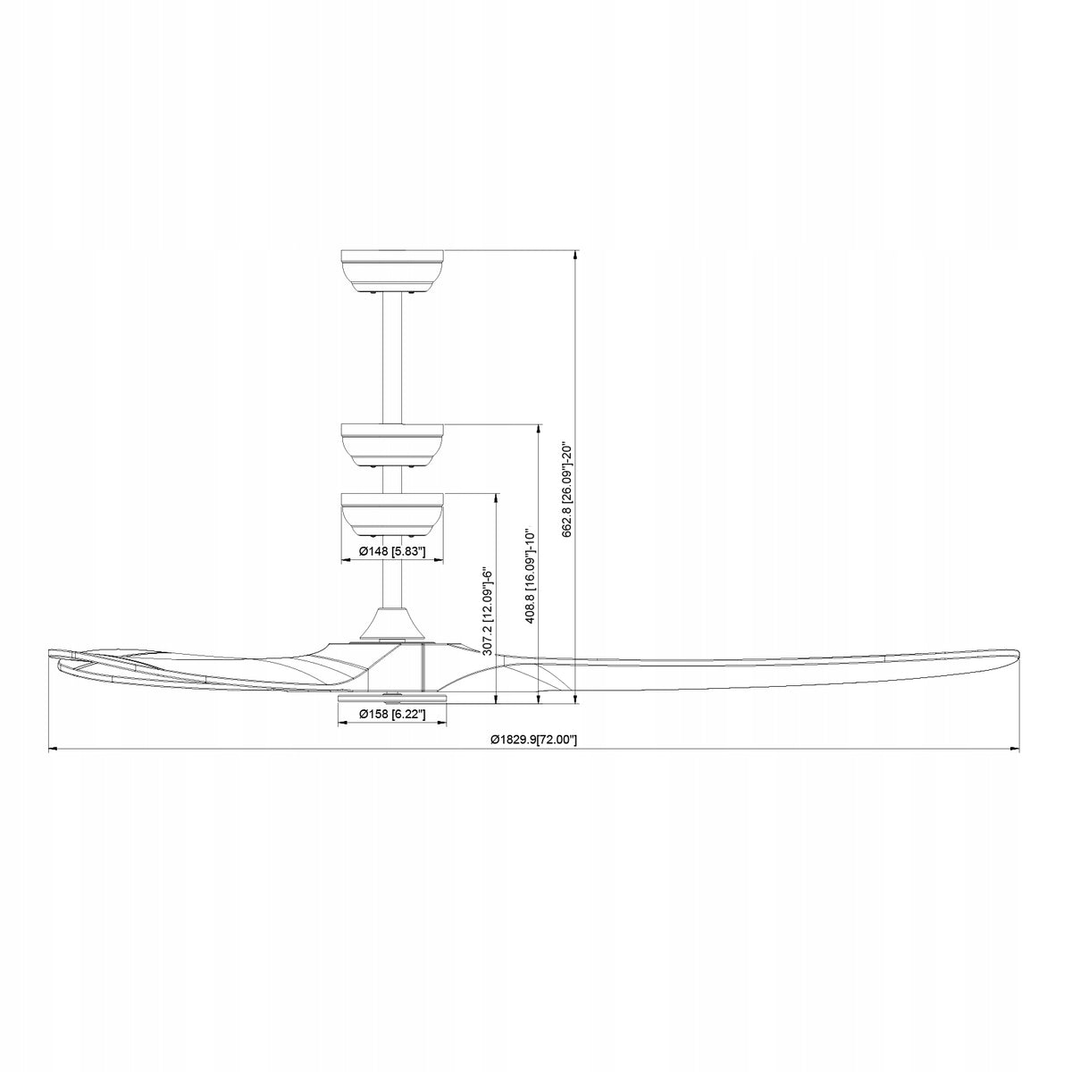 WENTYLATOR SUFITOWY VEVOR 180 CM 3 ŁOPATKI LITE DREWNO 6-BIEGOWY PILOT