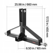 PROFESJONALNY ZACZEP HOLOWNICZY VEVOR 3-PUNKTOWY 660X165X450 MM 3000LBS