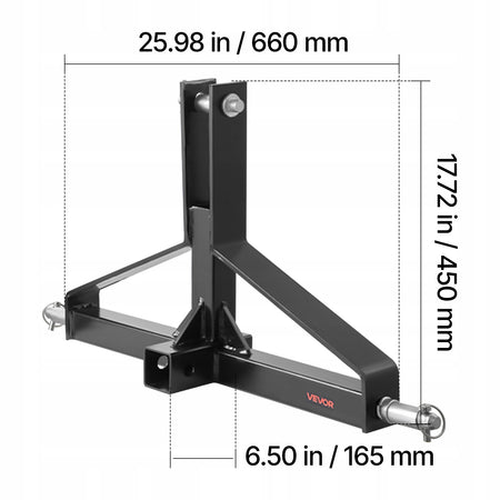 PROFESJONALNY ZACZEP HOLOWNICZY VEVOR 3-PUNKTOWY 660X165X450 MM 3000LBS