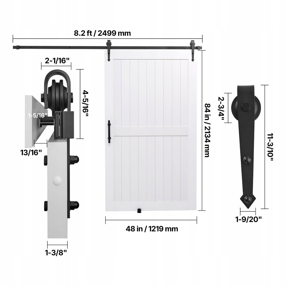SYSTEM DRZWI PRZESUWNYCH DO STODOŁY VEVOR 1219X2134MM BIAŁY MOCNY MDF