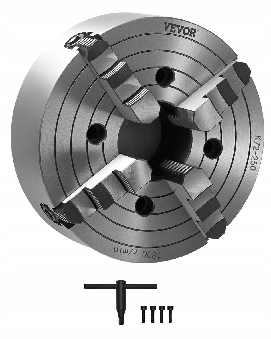VEVOR UCHWYT TOKARSKI 250 MM 4 SZCZĘKI SAMOCENTRUJĄCY MOCNY HT300