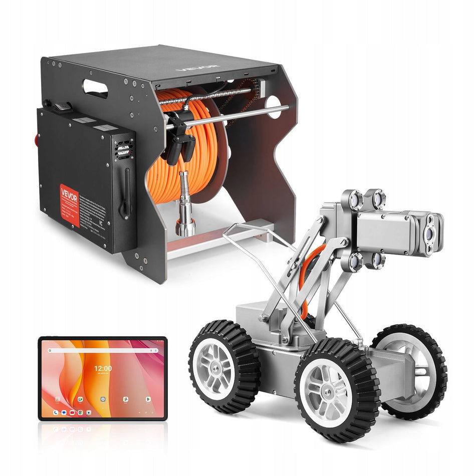 PROFESJONALNY ROBOT DO INSPEKCJI RUROCIĄGÓW VEVOR 120M 2MP IP68 Z TABLETEM