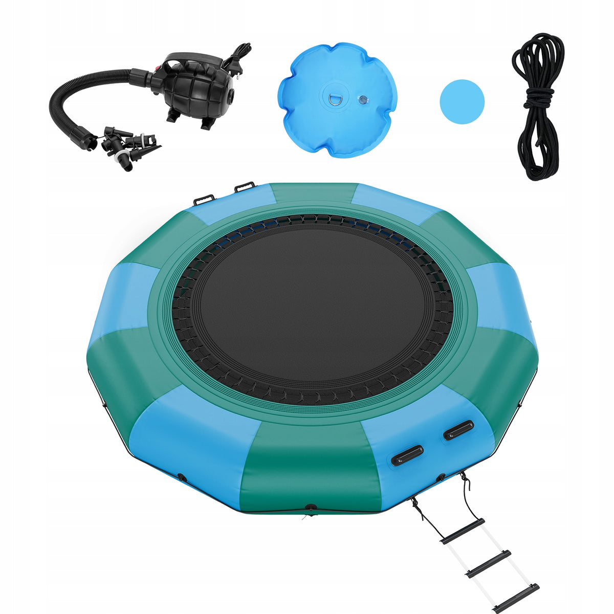 VEVOR NADMUCHIWANA TRAMPOLINA WODNA 12FT Z DRABINKĄ POMPA MOCNA PREMIUM
