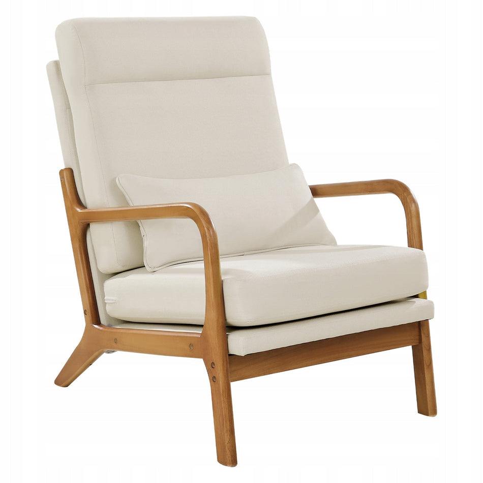 FOTEL AKCENTOWY VEVOR PREMIUM DREWNIANY MID CENTURY Z WYSOKIM OPARCIEM