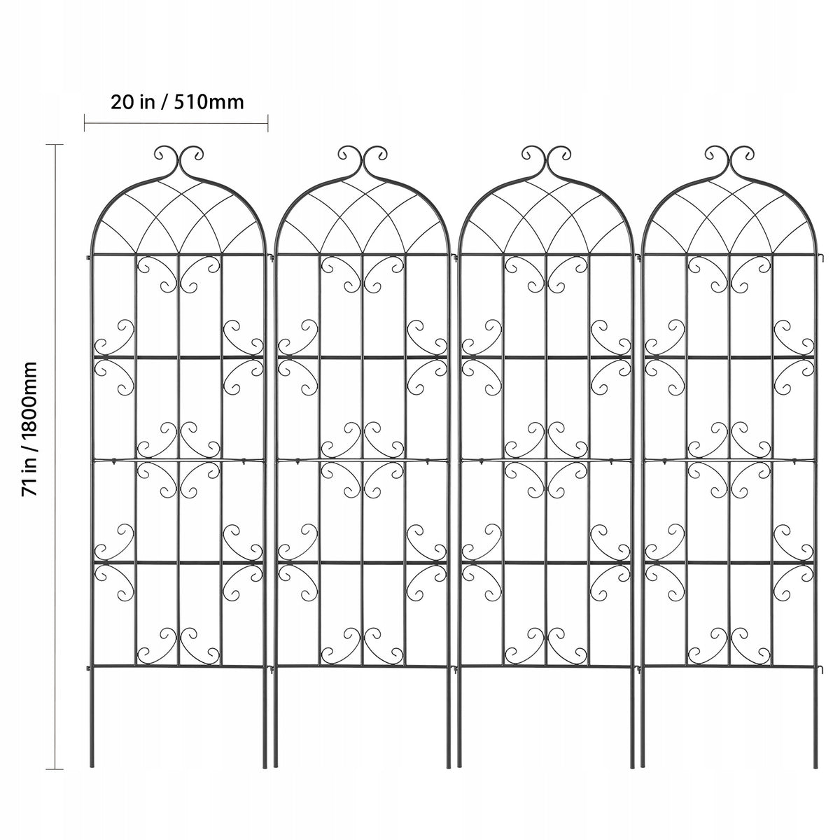 VEVOR PODPORA DO ROŚLIN PNĄCYCH 51X180 CM ZESTAW 4 METALOWYCH KRATEK