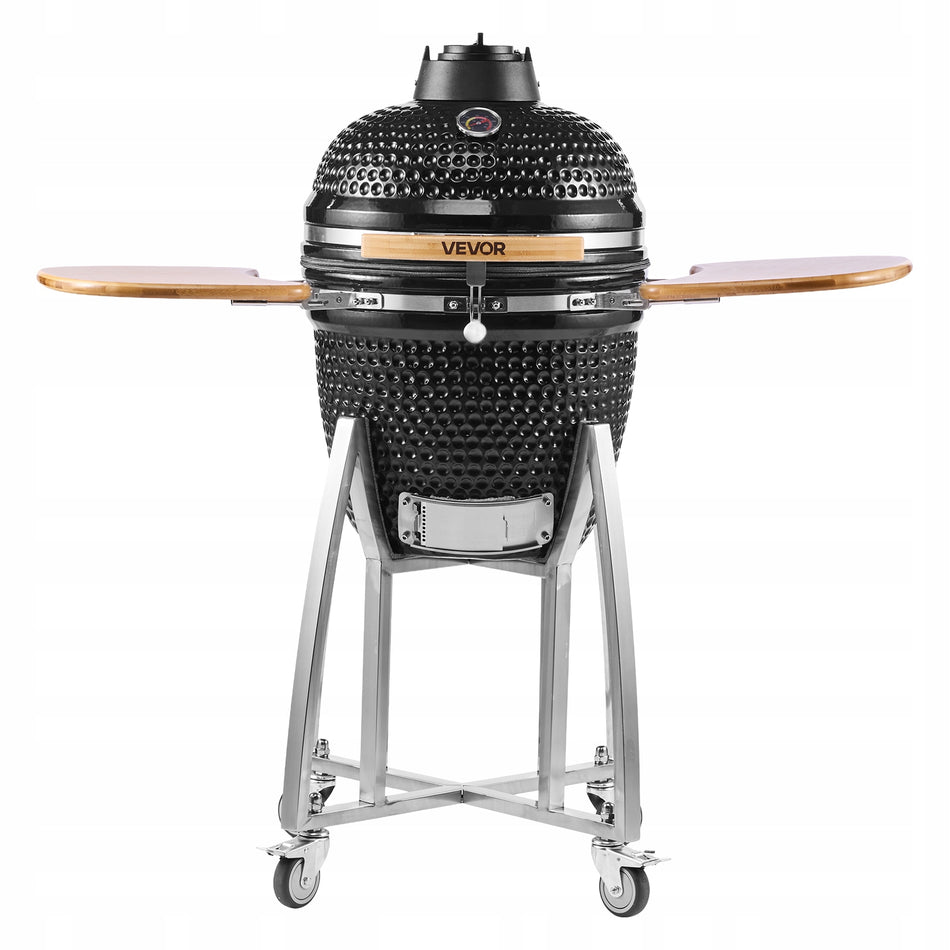 PROFESJONALNY GRILL CERAMICZNY VEVOR KAMADO 450 MM WĘDZARNIA Z DREWNIANYMI