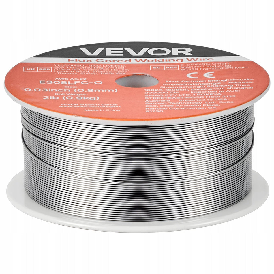 DRUT RDZENIOWY VEVOR 0 8 MM 0 9 KG DO SPAWANIA MIG E308LFC-O BEZGAZOWY