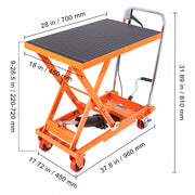 PODNOŚNIK NOŻYCOWY HYDRAULICZNY VEVOR UDŹWIG 230KG WÓZEK PODNOŚNIKOWY