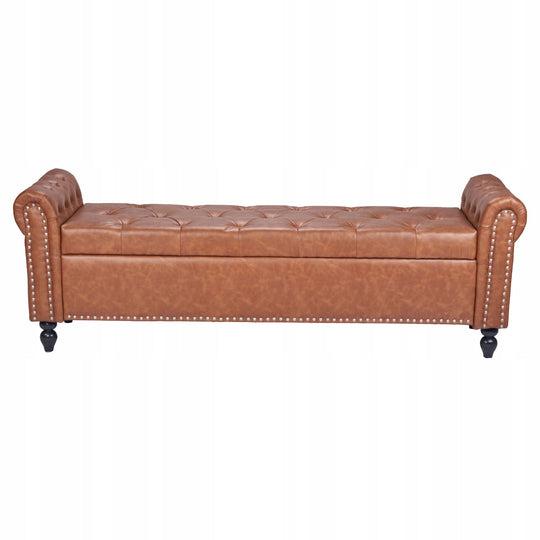 ŁAWKA PUFOWA VEVOR SKÓRA PU Z DREWNIANYMI NOGAMI 460X1660X560 MM MOCNA