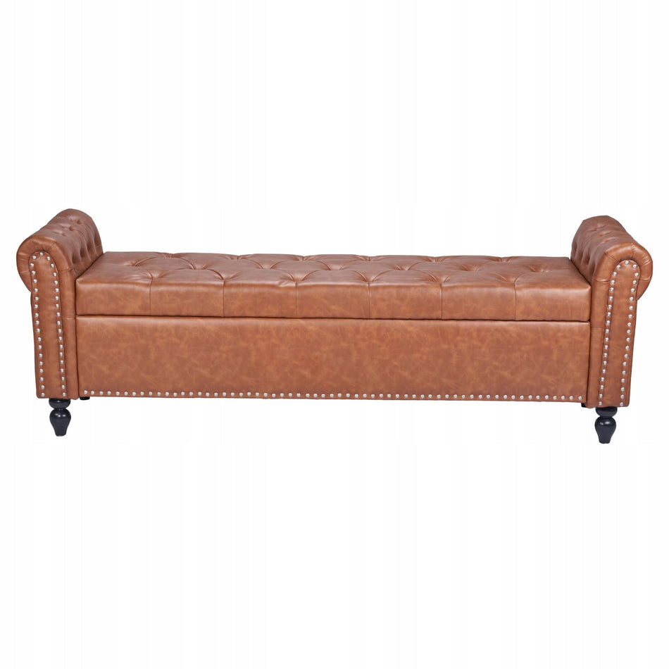 ŁAWKA PUFOWA VEVOR SKÓRA PU Z DREWNIANYMI NOGAMI 460X1660X560 MM MOCNA