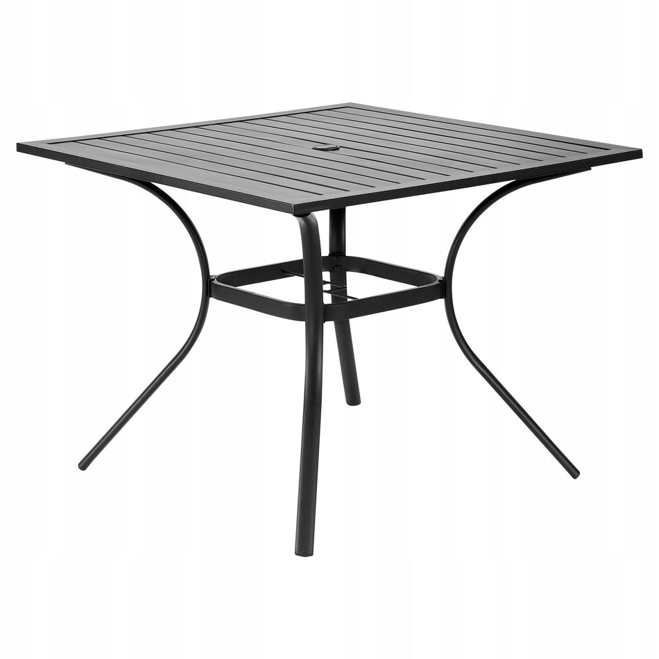 STÓŁ OGRODOWY VEVOR 94X94CM CZARNY MOCNY STÓŁ TARASOWY Z OTWOREM NA PARASOL