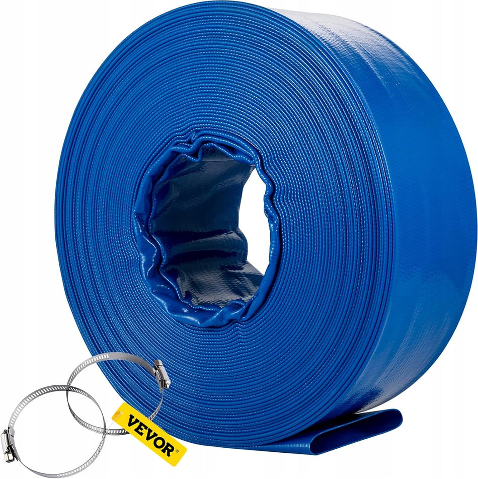 VEVOR WĄŻ SPUSTOWY 38 MM X 32 M PVC TKANY MOCNY WĄŻ ROZKŁADANY NA PŁASKO