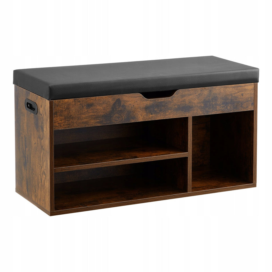 ŁAWKA NA BUTY VEVOR Z PÓŁKAMI I SCHOWKIEM 805X305X445MM MOCNA BRĄZOWA