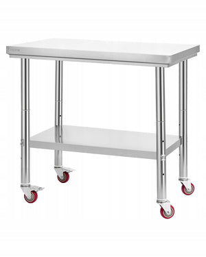 VEVOR STÓŁ ROBOCZY ZE STALI NIERDZEWNEJ 90X60 CM REGULOWANY SOLIDNY