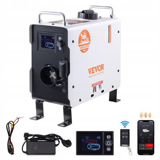 VEVOR 2KW NAGRZEWNICA DIESLA 12V 24V Z PILOTEM BLUETOOTH ALARM CO